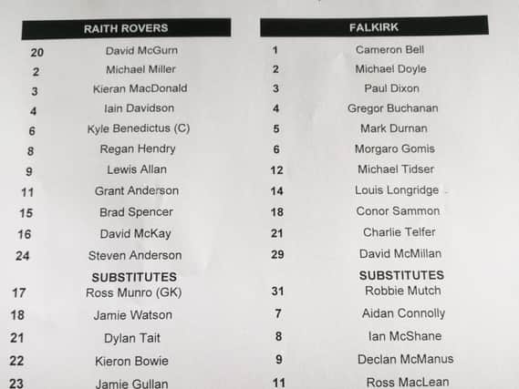 Team line-ups for today at Stark's Park