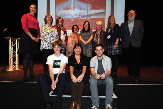 Winners, guests and judges at Fife Art Competitions presentation
evening. Pic: Dave Wardle