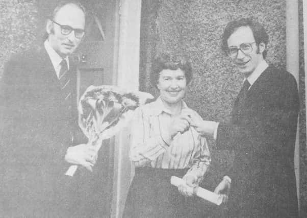 October 1979 - the first ever council house in Kirkcaldyt was bought by Mrs Ann Smith. The presentation was made by Malcom Rifkind, Under-Secretary of State at the Scottish Office, anbd Councillor Douglas Mason, chairman of the council's housing committee