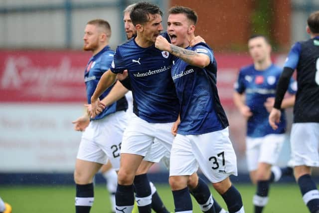 Daniel Armstrong (37) celebrates his equaliser against Falkirk on Saturday (Picture: Michael Gillen)