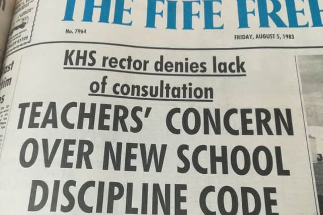 1983 - Fife Free Press report on banning the belt in Fife schools (Pic: FFP)