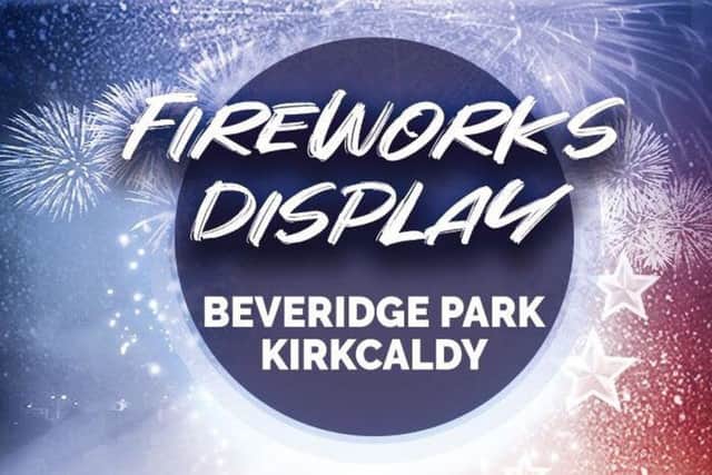 A fireworks display is taking place in Beveridge Park, Kirkcaldy at 7.30pm on November 5, 2019.