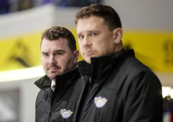 Fife Flyers coaches,  Jeff Hutchins (left) and Todd Dutiaume  (Pic: Scott Wiggins)