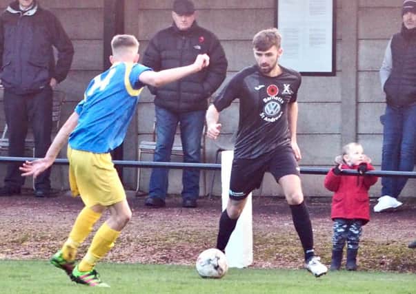 Daryl Falconer keeps the pressure on Craigroyston. Pic by Blair Smith.