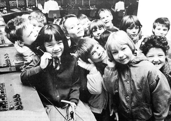 Kirkcaldy West pupils at Kirkcaldy's telephone exchange in 1988.