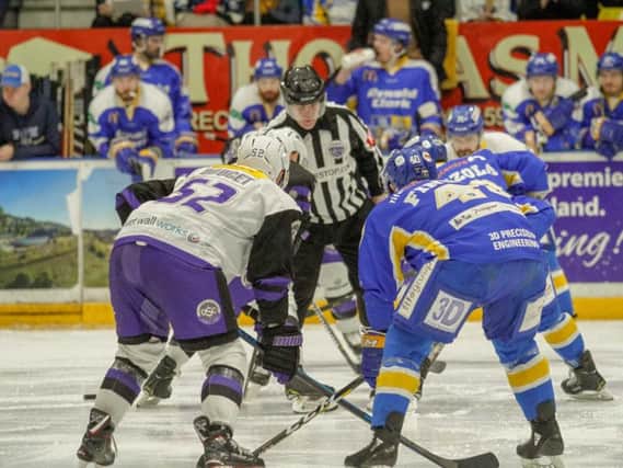 Action from a previous meeting between Fife Flyers and Glasgow Clan. Pic: Jill McFarlane