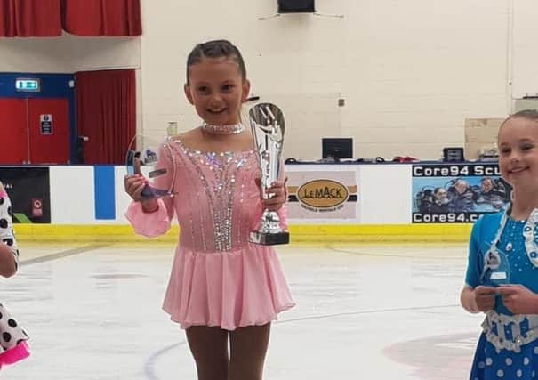 Kirkcaldy Ice Skating Club attended a competition up in Aberdeen with 36 skaters representing the club. In beginner age 8 Niamh Haig 1st (Pale pink dress)