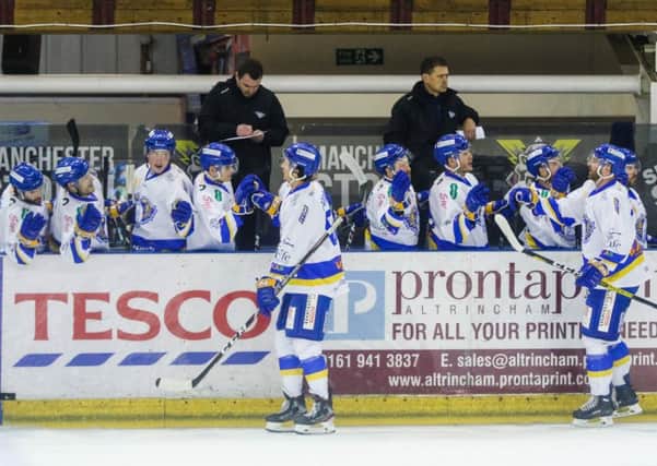 Fife Flyers score at Manchester Storm (Pic: Dean Rose)