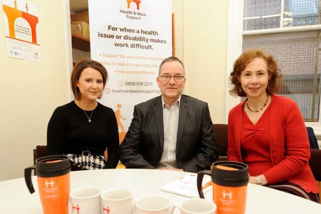 Supporting people to stay in employment is all in a days work for (l to r): Kerry Laing, Alistair Hynie and Paula Donaldson-Inglis. Pic: Fife Photo Agency